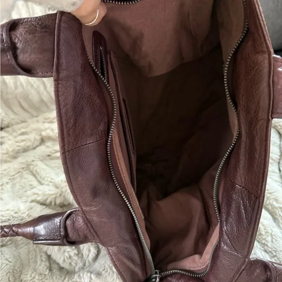 Liebeskind Berlin Brown Leather Satchel Bag Braided Straps - Picture 10 of 12